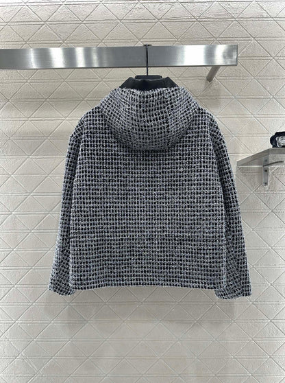 Hooded silver wire woolen jacket