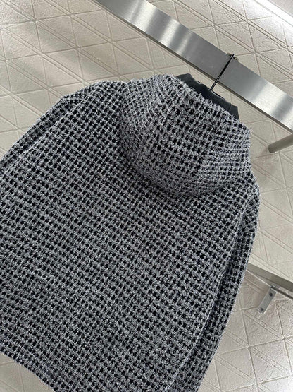 Hooded silver wire woolen jacket