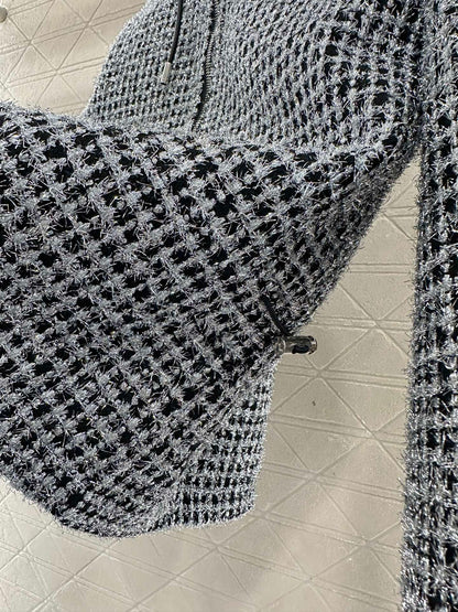 Hooded silver wire woolen jacket