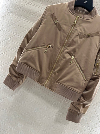 Zipper deconstruction cotton jacket