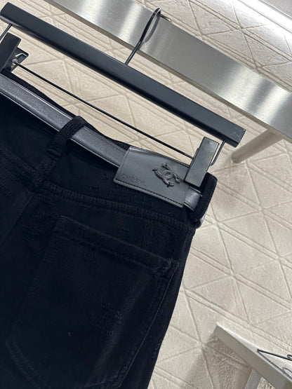 Belt jacquard denim pants