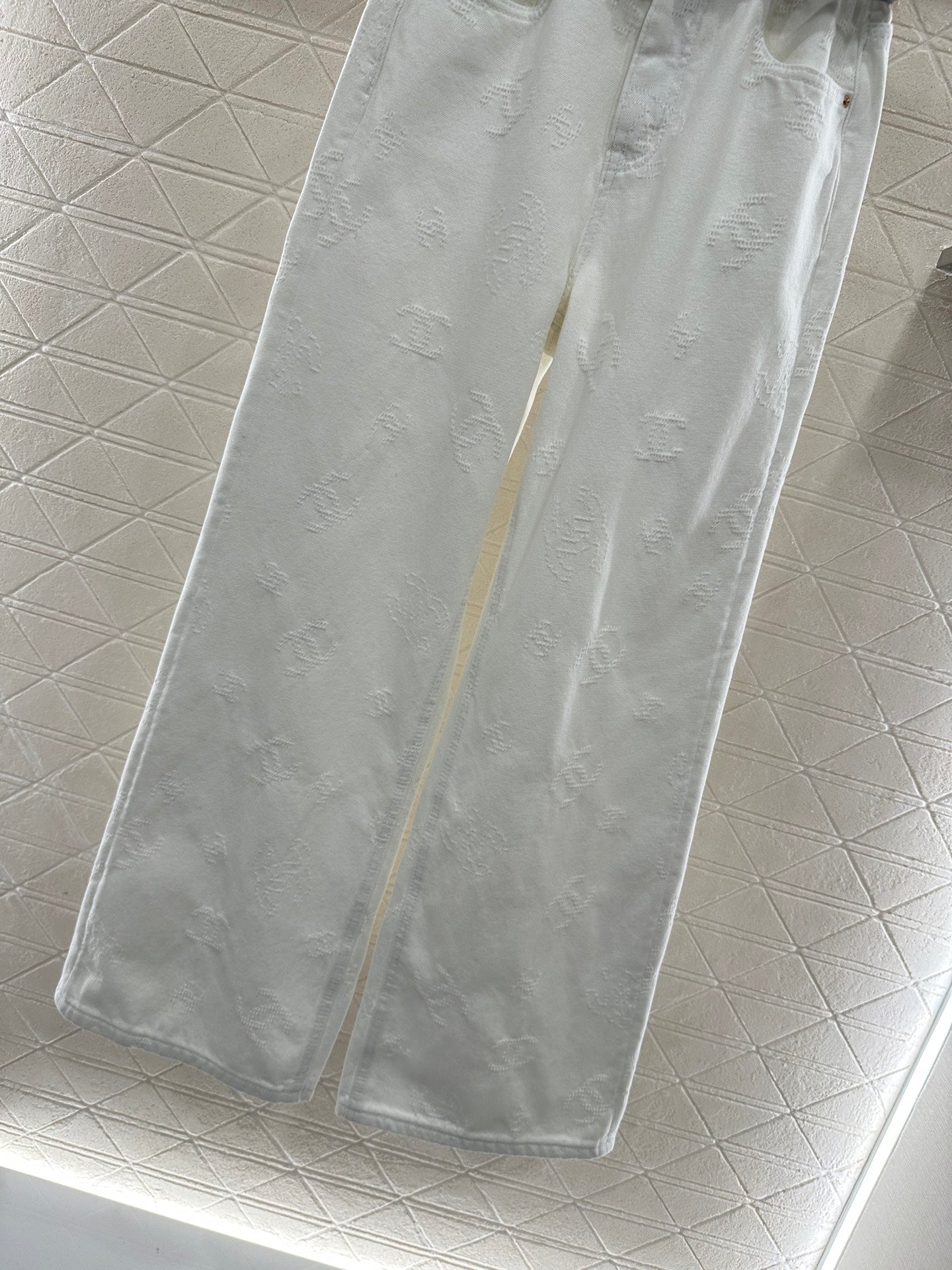 Belt jacquard denim pants