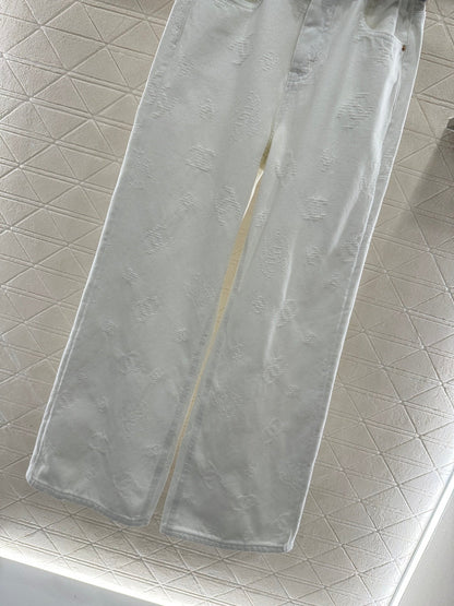 Belt jacquard denim pants