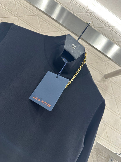 High neck chain knitted pullover sweater