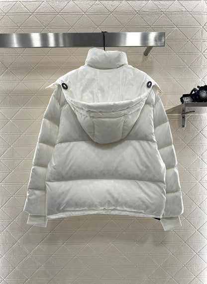 Detachable hooded jacquard down jacket