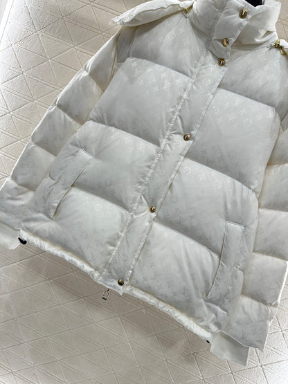 Detachable hooded jacquard down jacket