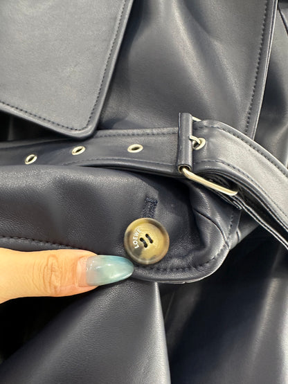 Belt shawl leather jacket