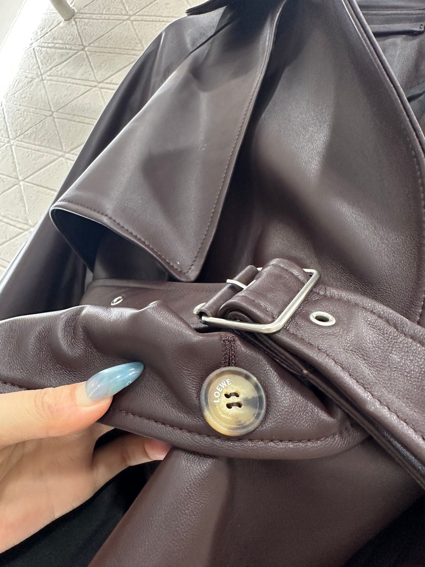 Belt shawl leather jacket