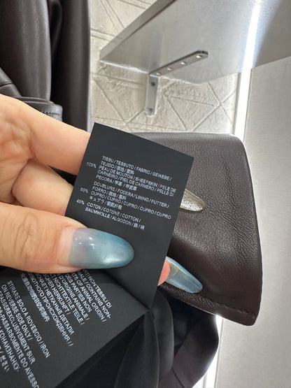 Belt shawl leather jacket