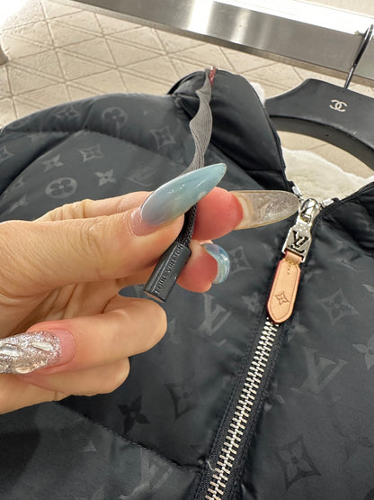 Jacquard hooded plush down jacket