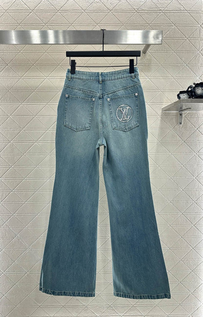 Embroidered sequined pants