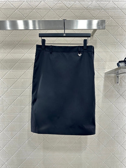 High waisted straight tube nylon skirt