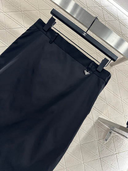 High waisted straight tube nylon skirt