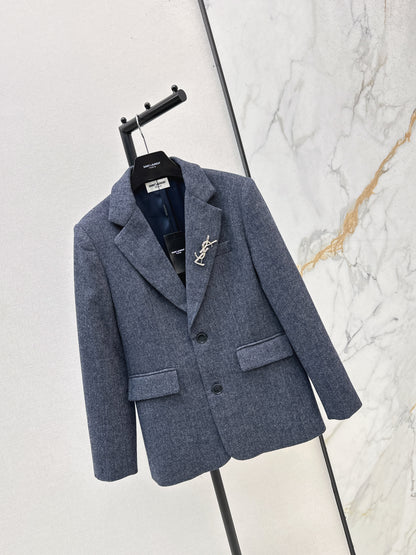 Brooch decoration wool suit jacket