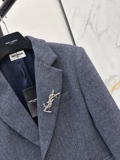 Brooch decoration wool suit jacket