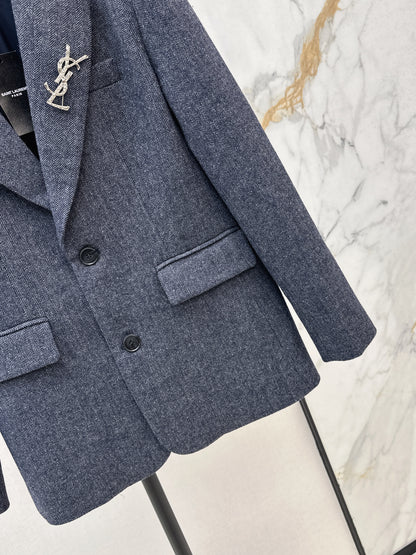 Brooch decoration wool suit jacket