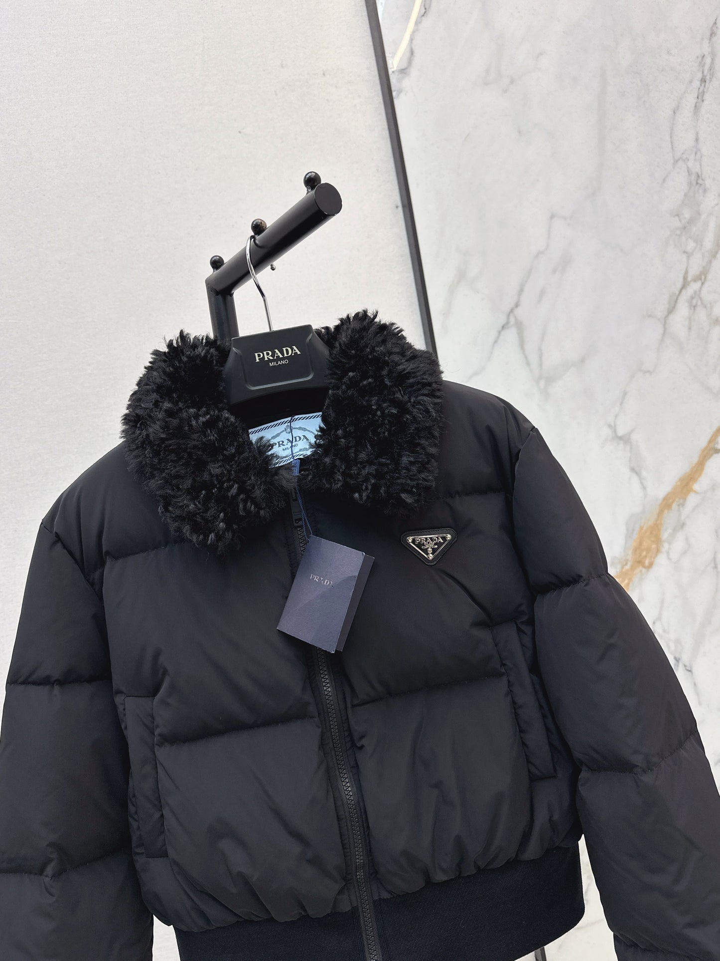 Wool collar short down jacket