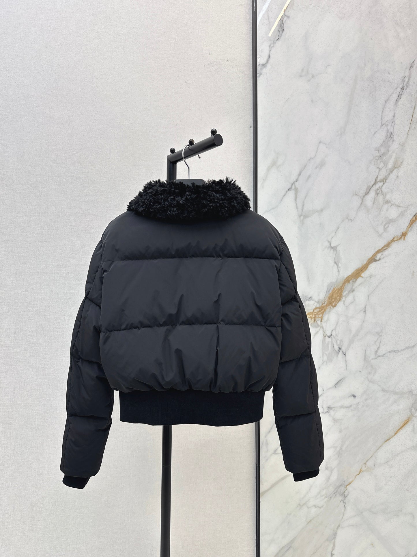 Wool collar short down jacket