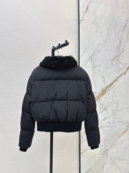 Wool collar short down jacket
