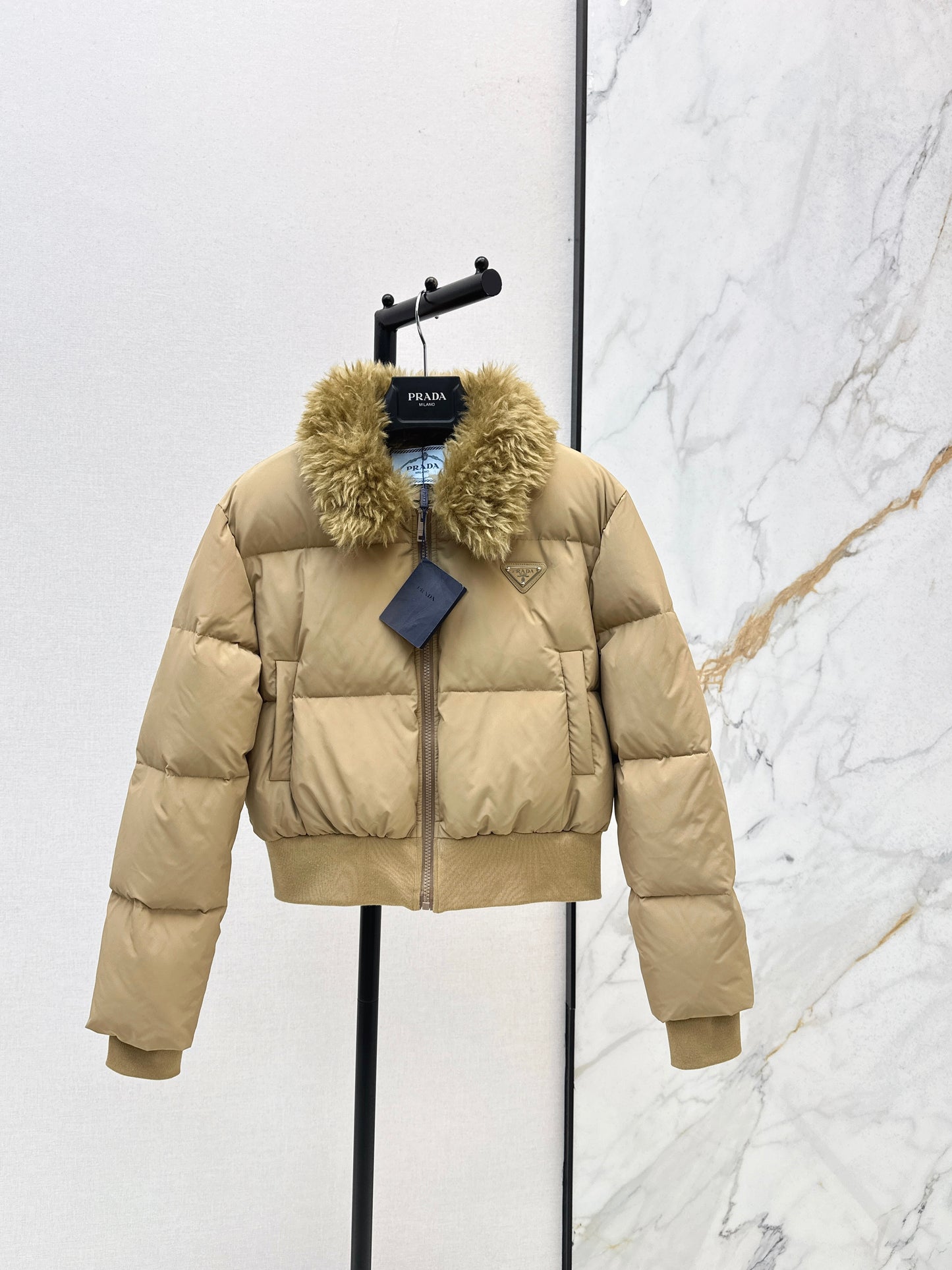 Wool collar short down jacket