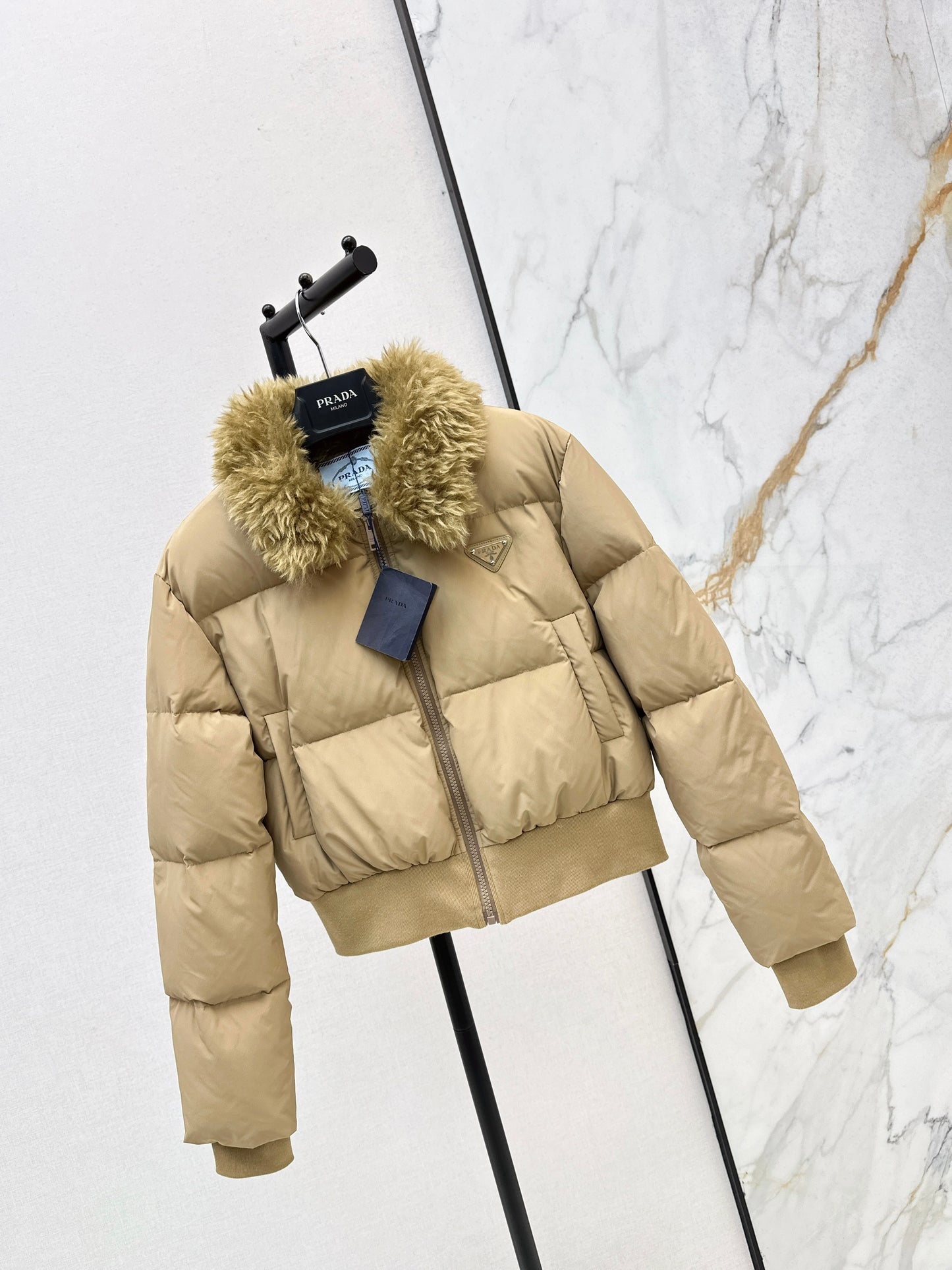 Wool collar short down jacket
