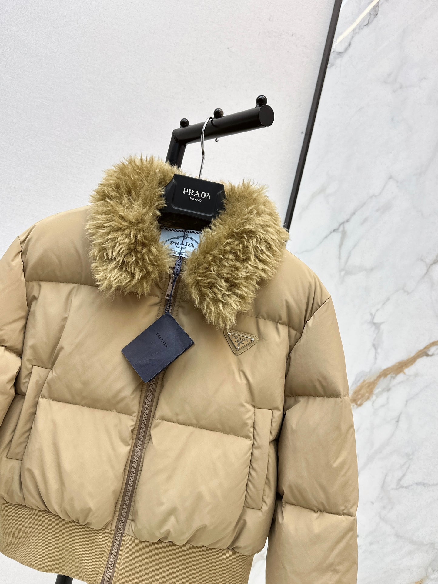 Wool collar short down jacket