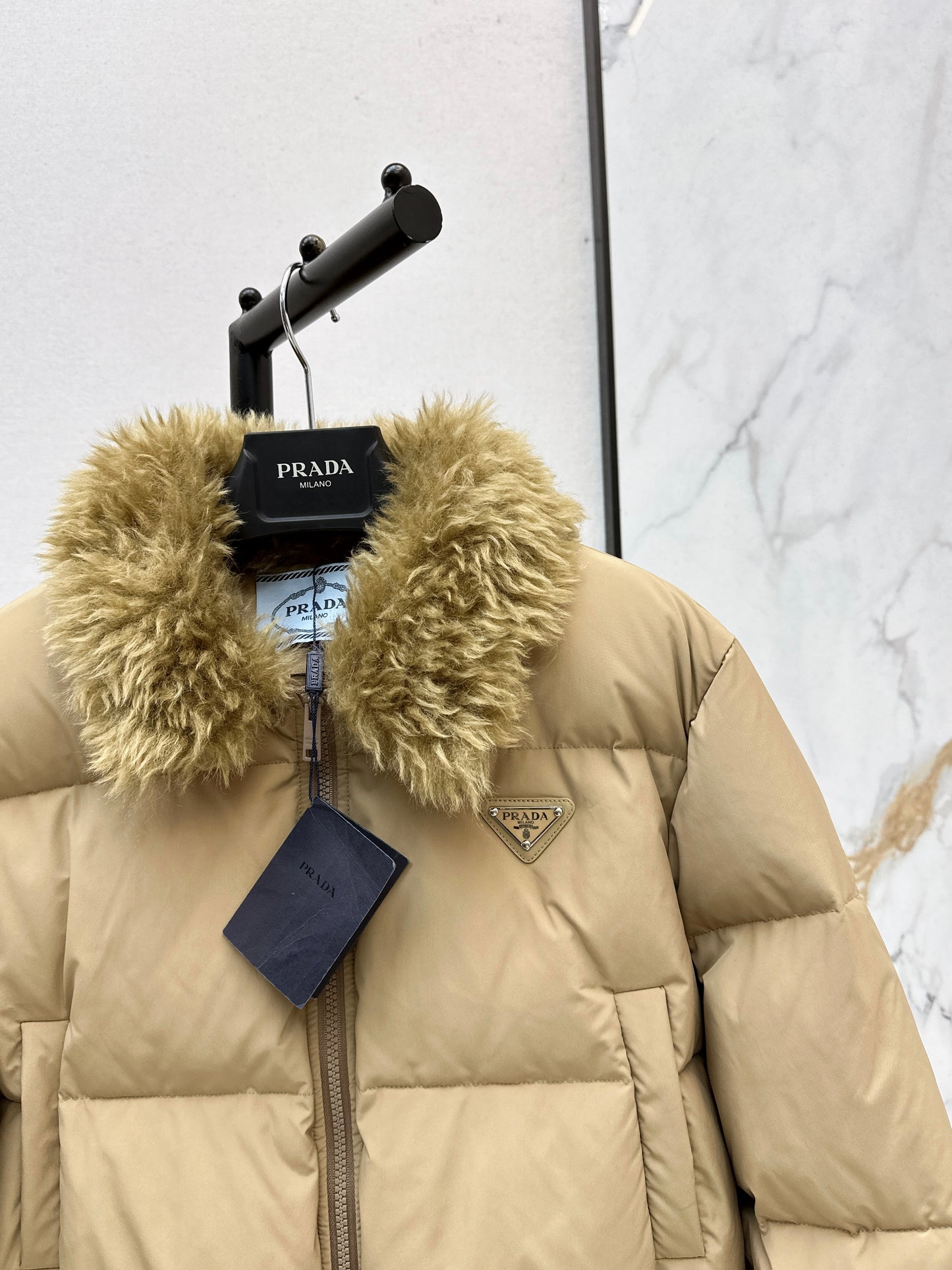 Wool collar short down jacket