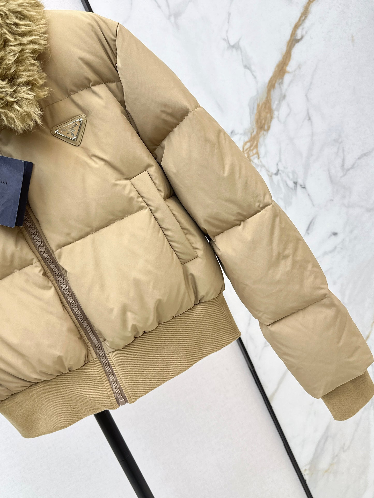 Wool collar short down jacket