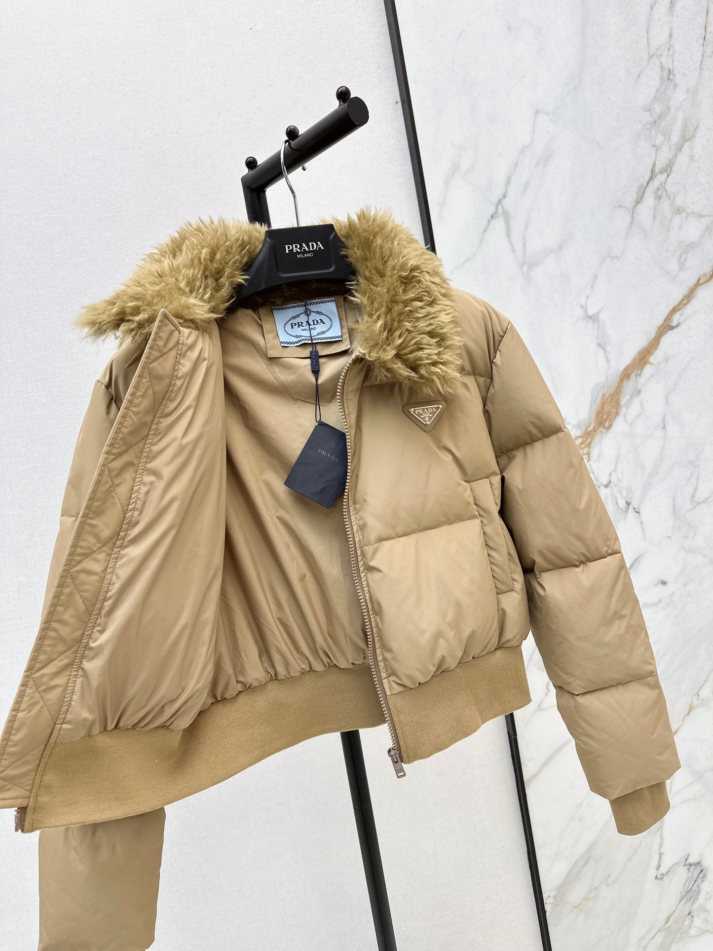 Wool collar short down jacket