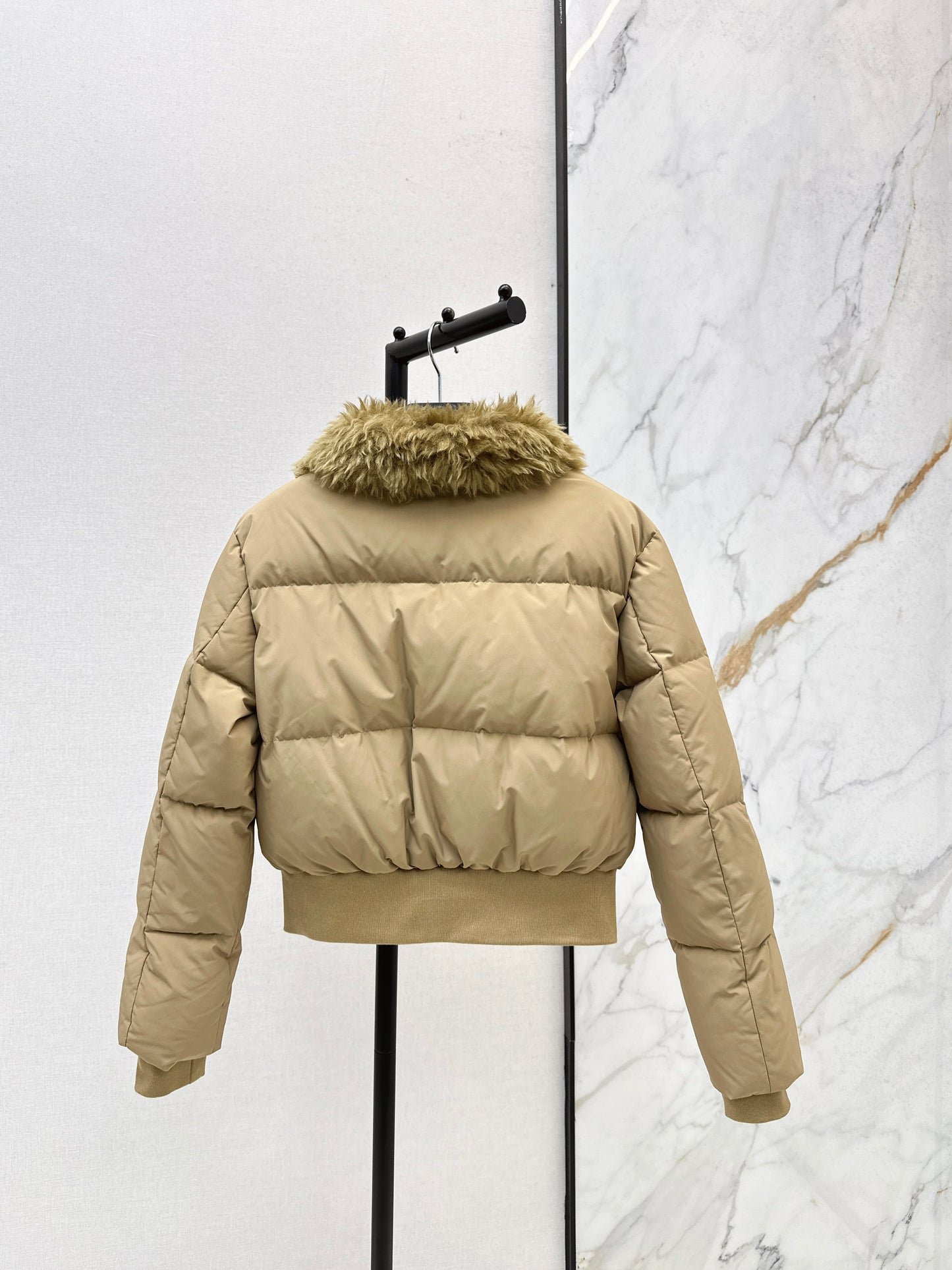 Wool collar short down jacket