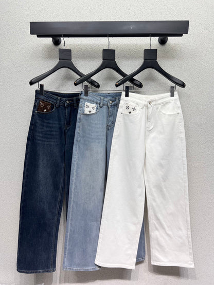 Lamb wool pocket fleece denim pants