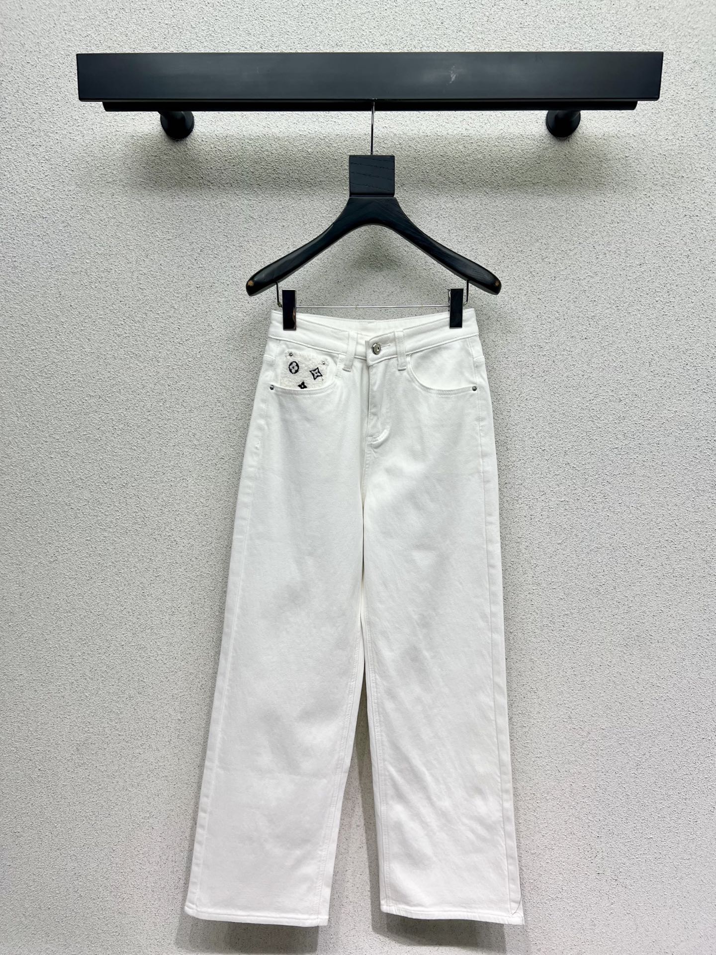 Lamb wool pocket fleece denim pants