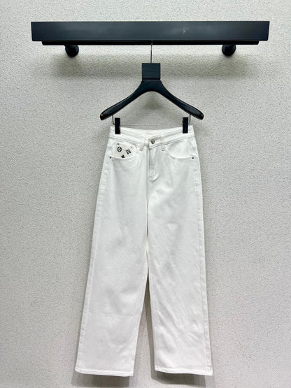 Lamb wool pocket fleece denim pants