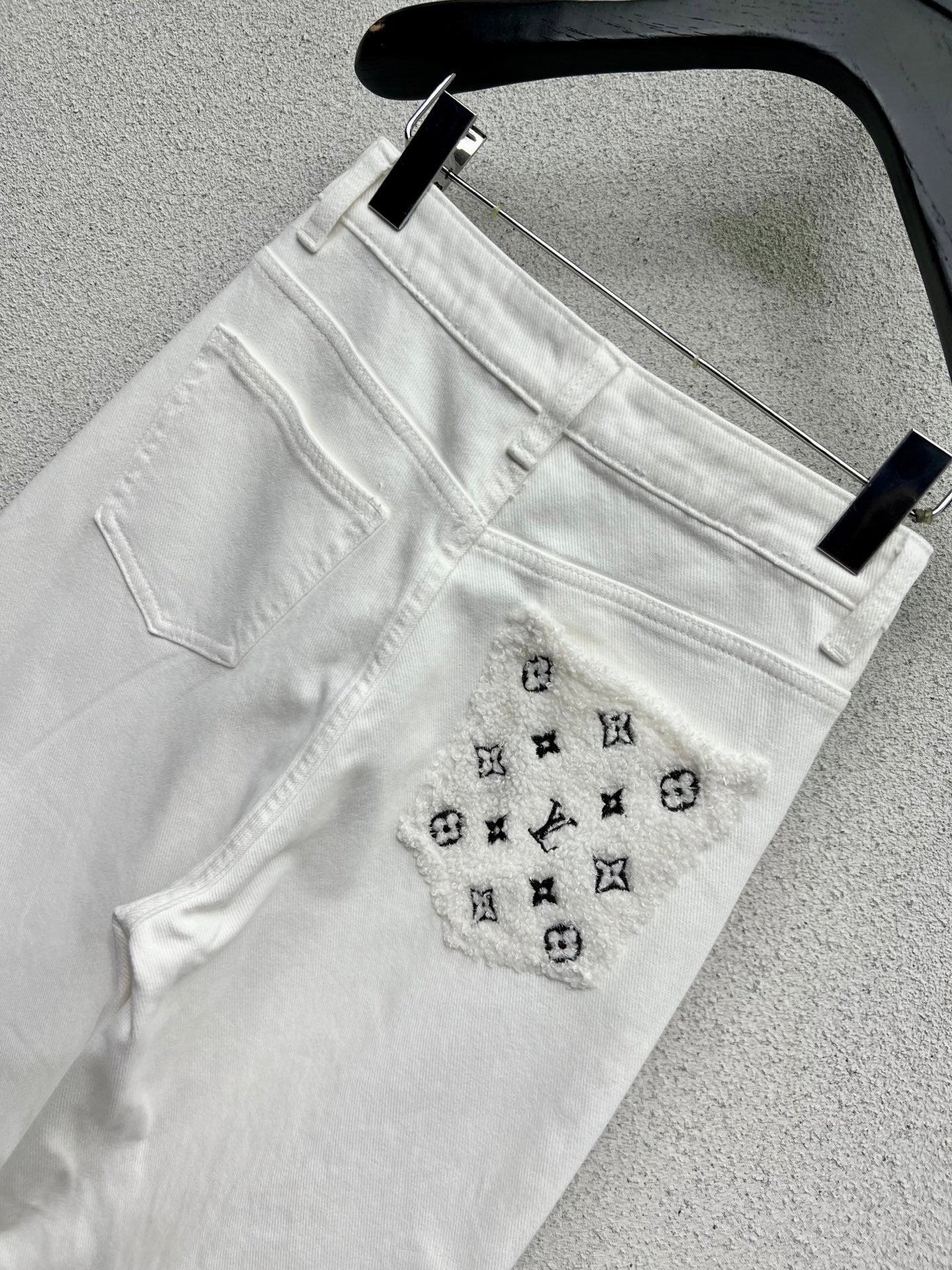 Lamb wool pocket fleece denim pants