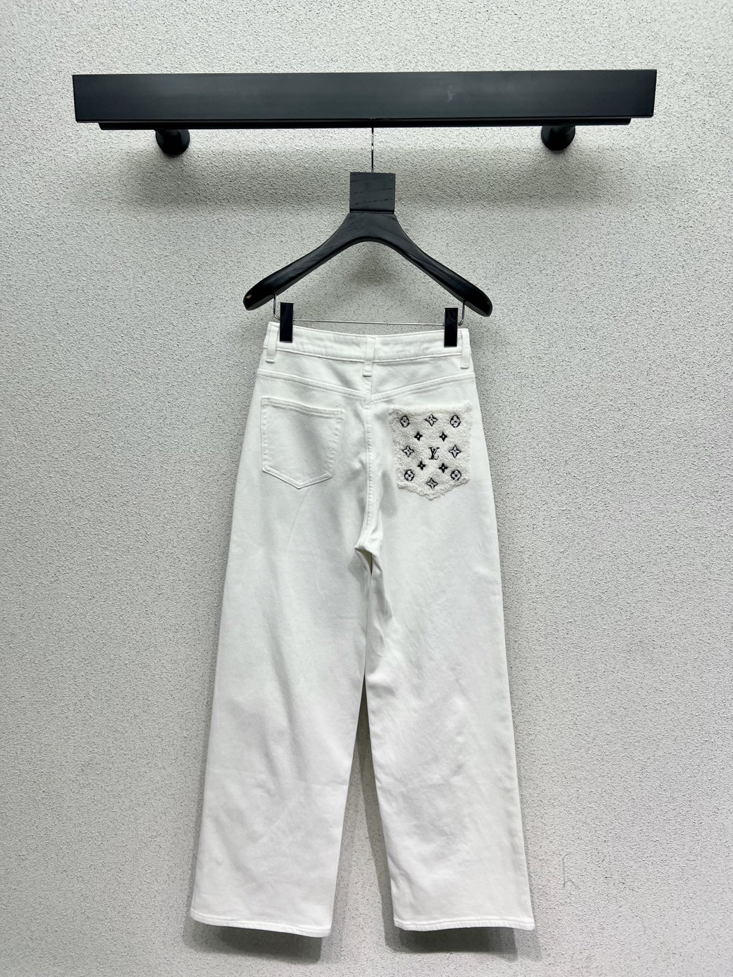 Lamb wool pocket fleece denim pants