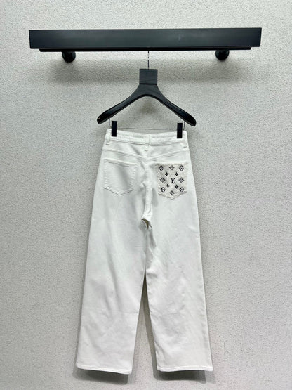 Lamb wool pocket fleece denim pants