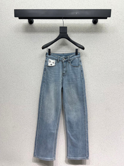 Lamb wool pocket fleece denim pants