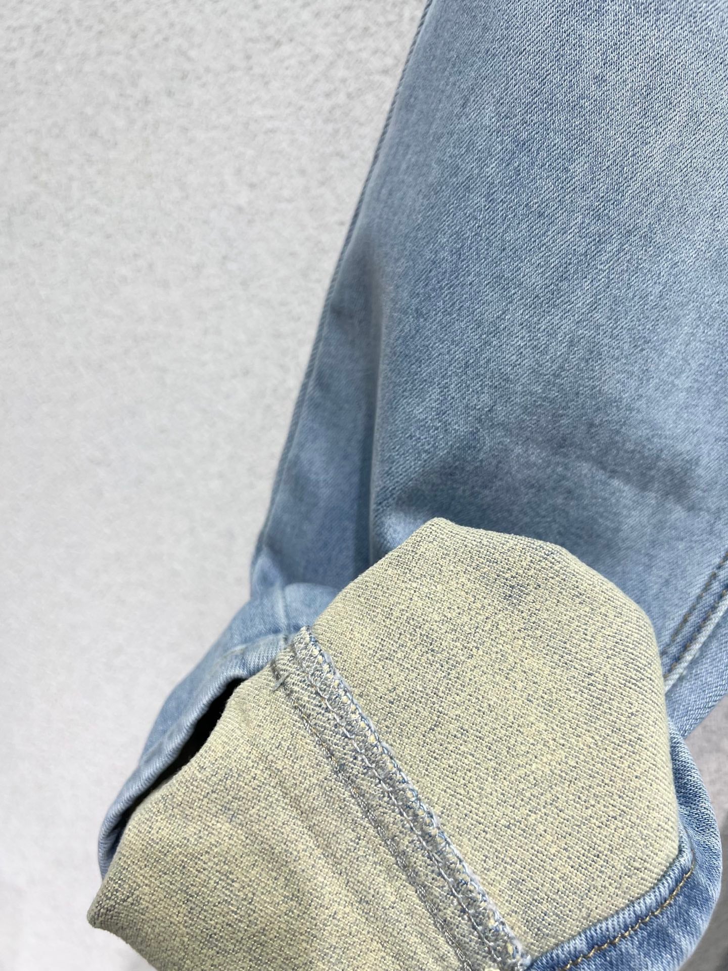Lamb wool pocket fleece denim pants
