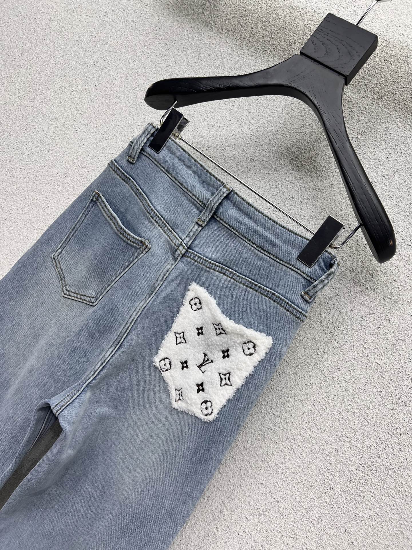 Lamb wool pocket fleece denim pants