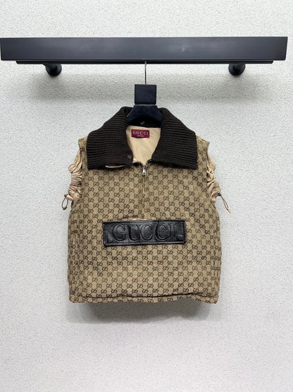 Old flower down jacket vest