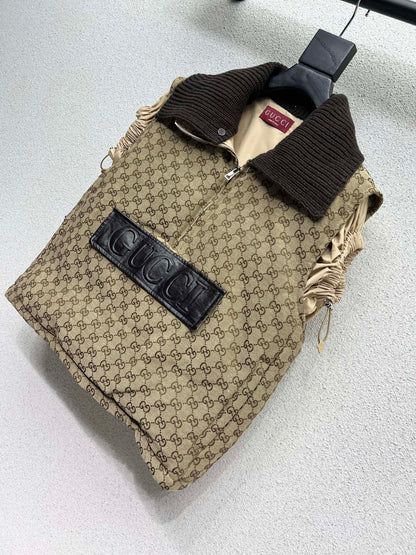 Old flower down jacket vest