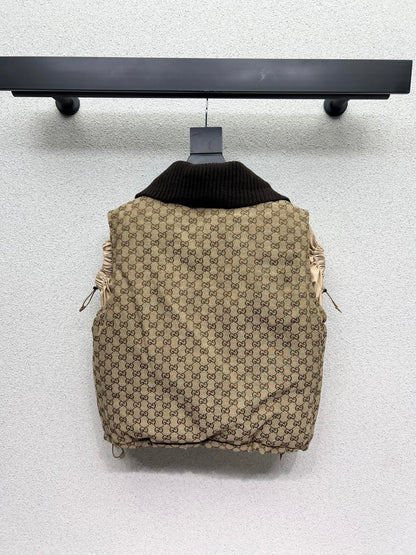 Old flower down jacket vest