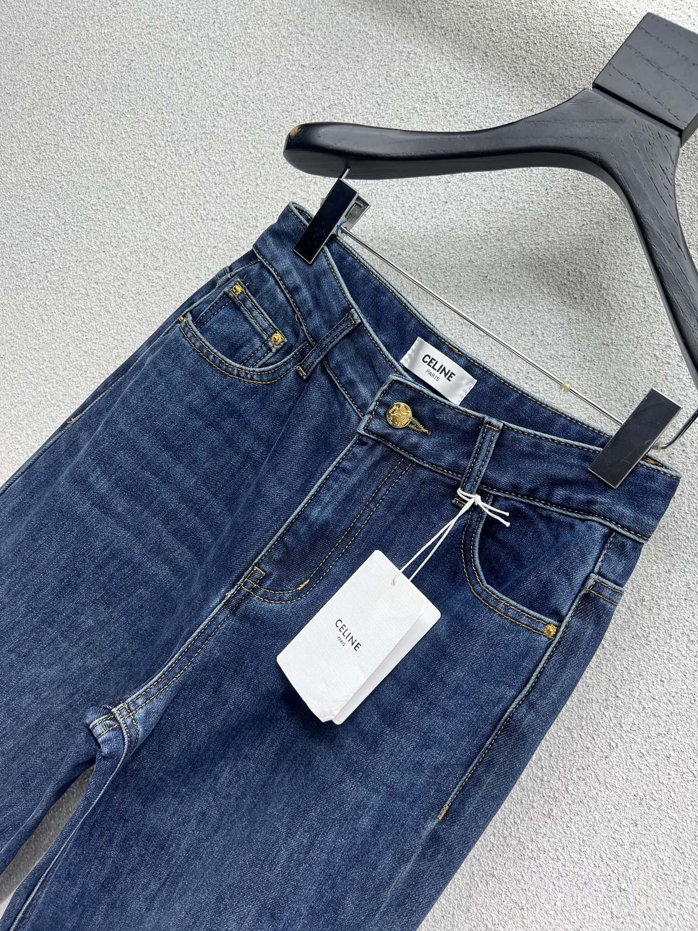 Fleece and fleece straight leg denim pants