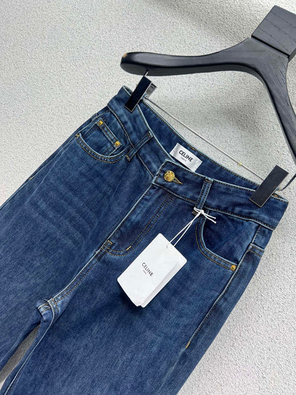 Fleece and fleece straight leg denim pants