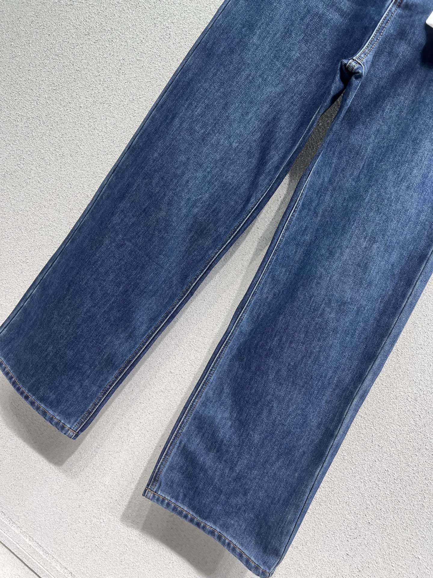 Fleece and fleece straight leg denim pants
