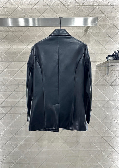 Silhouette leather suit jacket