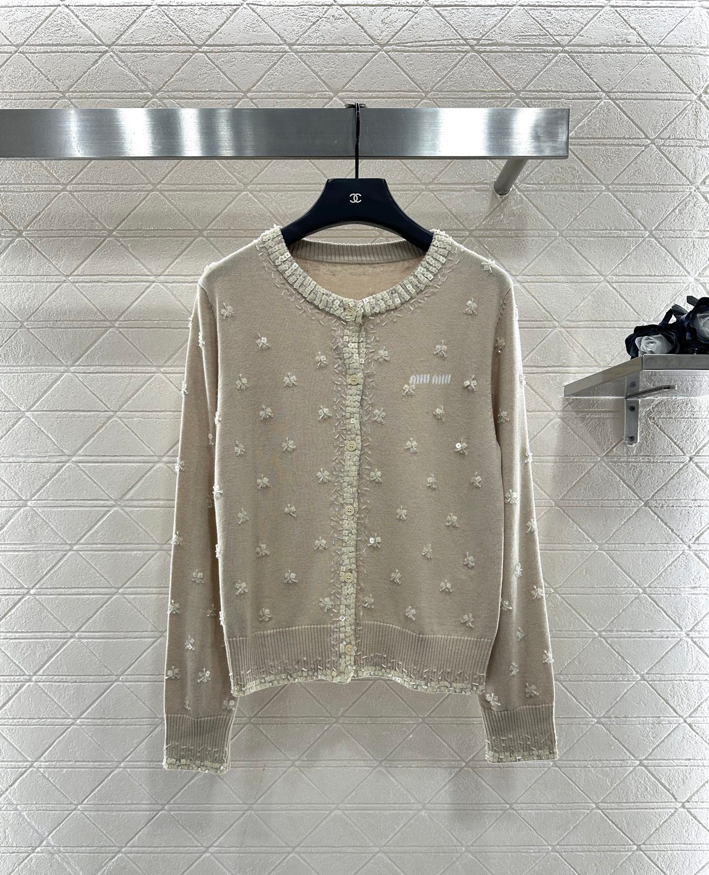 Sequin studded knitted cardigan