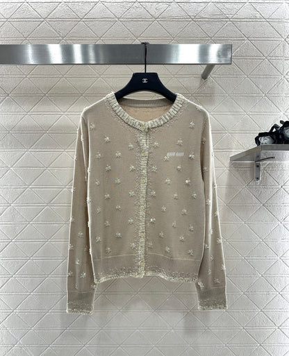 Sequin studded knitted cardigan