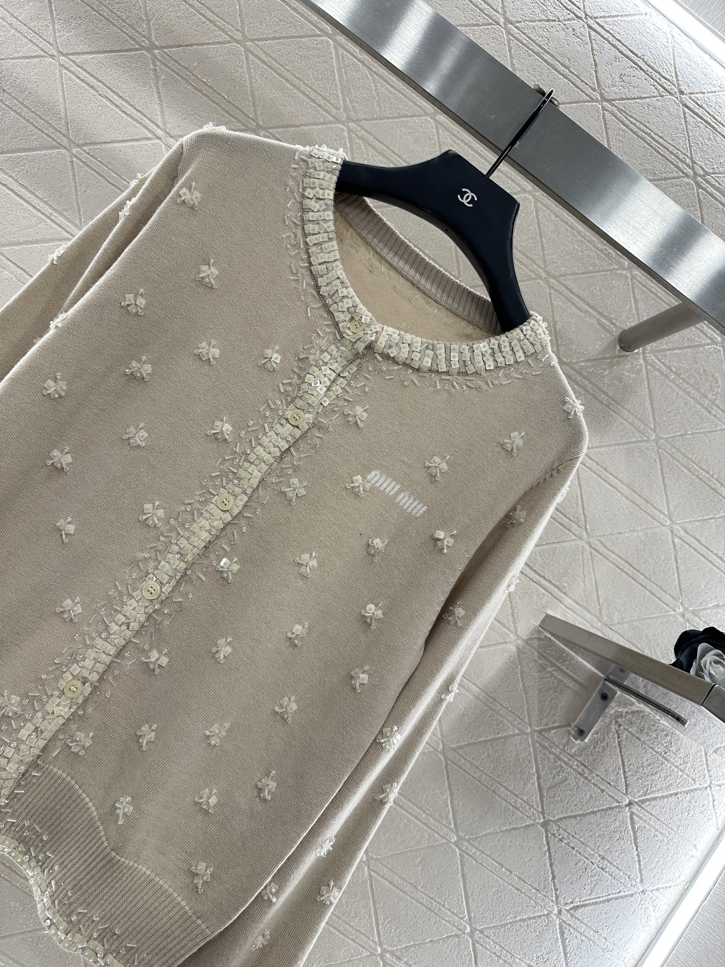 Sequin studded knitted cardigan