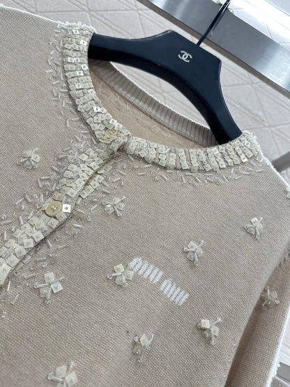 Sequin studded knitted cardigan